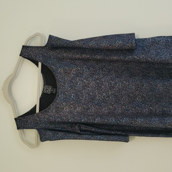 Clara Sun Woo Tunic Top Women Medium Multicolor Cold Shoulder Lagenlook Sparkle - Picture 2 of 14